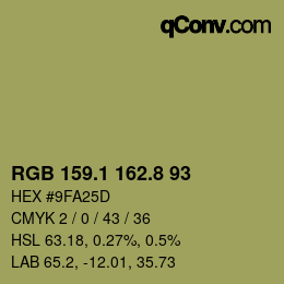 Color code: RGB 159.1 162.8 93 | qconv.com
