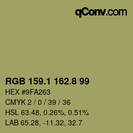 Color code: RGB 159.1 162.8 99 | qconv.com