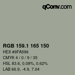 Color code: RGB 159.1 165 150 | qconv.com