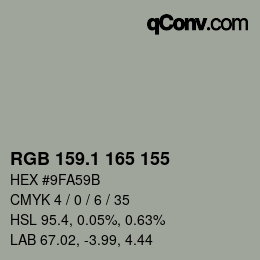 Color code: RGB 159.1 165 155 | qconv.com