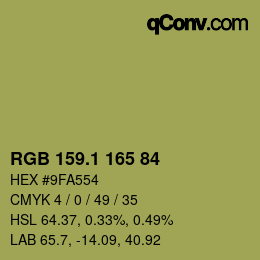 カラーコード: RGB 159.1 165 84 | qconv.com