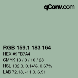 Color code: RGB 159.1 183 164 | qconv.com