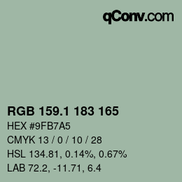 カラーコード: RGB 159.1 183 165 | qconv.com