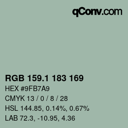 カラーコード: RGB 159.1 183 169 | qconv.com
