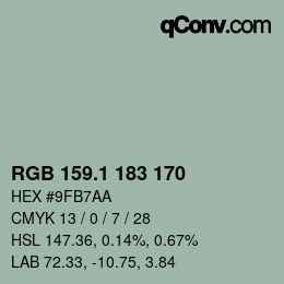 カラーコード: RGB 159.1 183 170 | qconv.com
