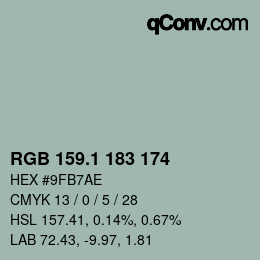 Color code: RGB 159.1 183 174 | qconv.com