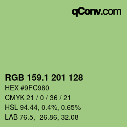 カラーコード: RGB 159.1 201 128 | qconv.com