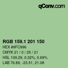 カラーコード: RGB 159.1 201 150 | qconv.com