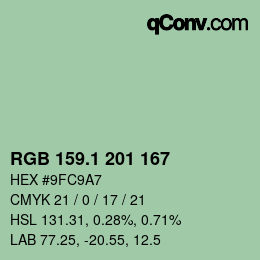 カラーコード: RGB 159.1 201 167 | qconv.com