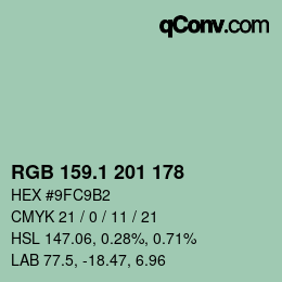 Color code: RGB 159.1 201 178 | qconv.com
