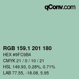 カラーコード: RGB 159.1 201 180 | qconv.com