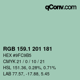カラーコード: RGB 159.1 201 181 | qconv.com