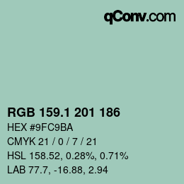 カラーコード: RGB 159.1 201 186 | qconv.com