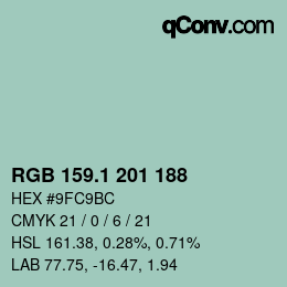 Color code: RGB 159.1 201 188 | qconv.com