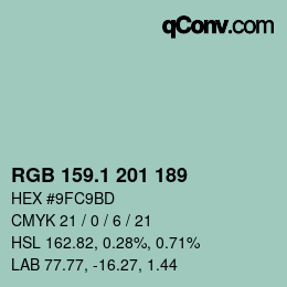 カラーコード: RGB 159.1 201 189 | qconv.com