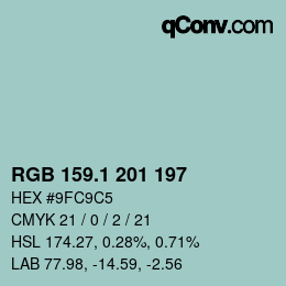 カラーコード: RGB 159.1 201 197 | qconv.com