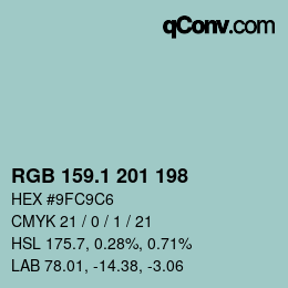 Farbcode: RGB 159.1 201 198 | qconv.com