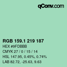 Color code: RGB 159.1 219 187 | qconv.com
