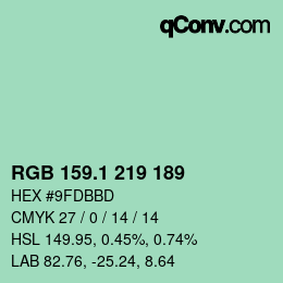カラーコード: RGB 159.1 219 189 | qconv.com