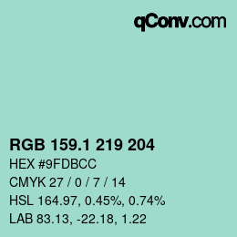 カラーコード: RGB 159.1 219 204 | qconv.com