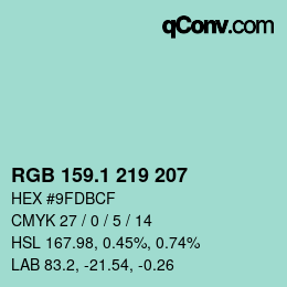 Color code: RGB 159.1 219 207 | qconv.com