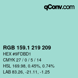 カラーコード: RGB 159.1 219 209 | qconv.com