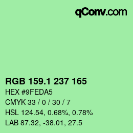 カラーコード: RGB 159.1 237 165 | qconv.com