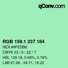 カラーコード: RGB 159.1 237 184 | qconv.com