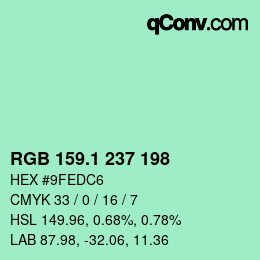 カラーコード: RGB 159.1 237 198 | qconv.com