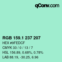 カラーコード: RGB 159.1 237 207 | qconv.com