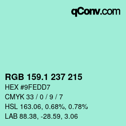 カラーコード: RGB 159.1 237 215 | qconv.com