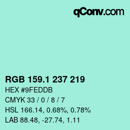 カラーコード: RGB 159.1 237 219 | qconv.com