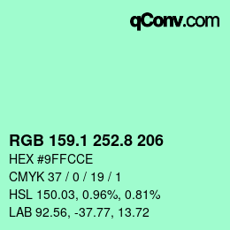 カラーコード: RGB 159.1 252.8 206 | qconv.com