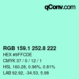 カラーコード: RGB 159.1 252.8 222 | qconv.com
