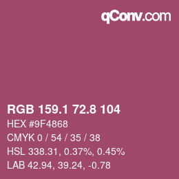 カラーコード: RGB 159.1 72.8 104 | qconv.com
