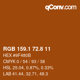 Color code: RGB 159.1 72.8 11 | qconv.com