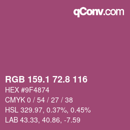 カラーコード: RGB 159.1 72.8 116 | qconv.com