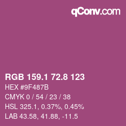 カラーコード: RGB 159.1 72.8 123 | qconv.com
