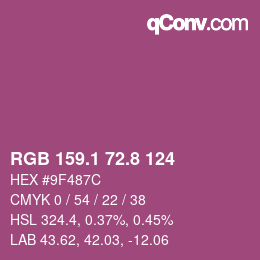 カラーコード: RGB 159.1 72.8 124 | qconv.com