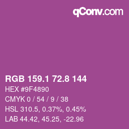 カラーコード: RGB 159.1 72.8 144 | qconv.com