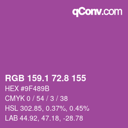 カラーコード: RGB 159.1 72.8 155 | qconv.com