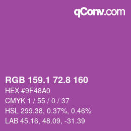 カラーコード: RGB 159.1 72.8 160 | qconv.com