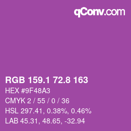 カラーコード: RGB 159.1 72.8 163 | qconv.com