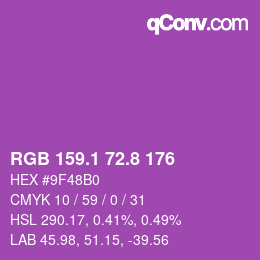 カラーコード: RGB 159.1 72.8 176 | qconv.com