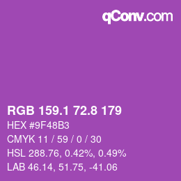 カラーコード: RGB 159.1 72.8 179 | qconv.com