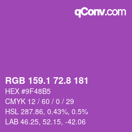 カラーコード: RGB 159.1 72.8 181 | qconv.com