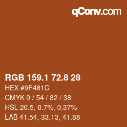 Color code: RGB 159.1 72.8 28 | qconv.com