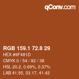 Color code: RGB 159.1 72.8 29 | qconv.com