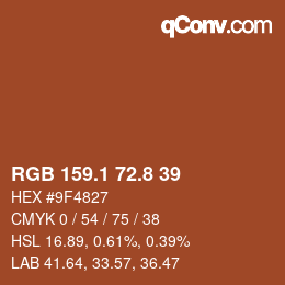 Color code: RGB 159.1 72.8 39 | qconv.com