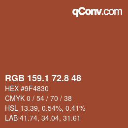 Color code: RGB 159.1 72.8 48 | qconv.com